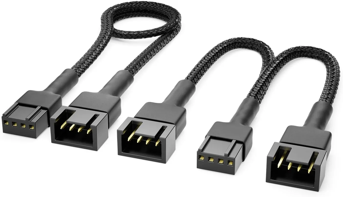 ADAPTER PWM FAN 4-PINS NAAR 2X 4-PINS + VERLENGKABEL