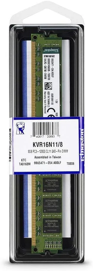 DIMM DDR3 1X8GB 1600MHZ CL11 KINGSTON (KVR16N11-8)