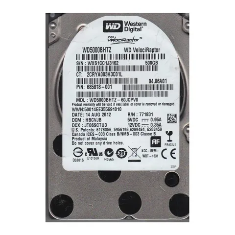 HARDE SCHIJF 2.5″ 500GB WD VELOCIRAPTOR REFURBISHED
