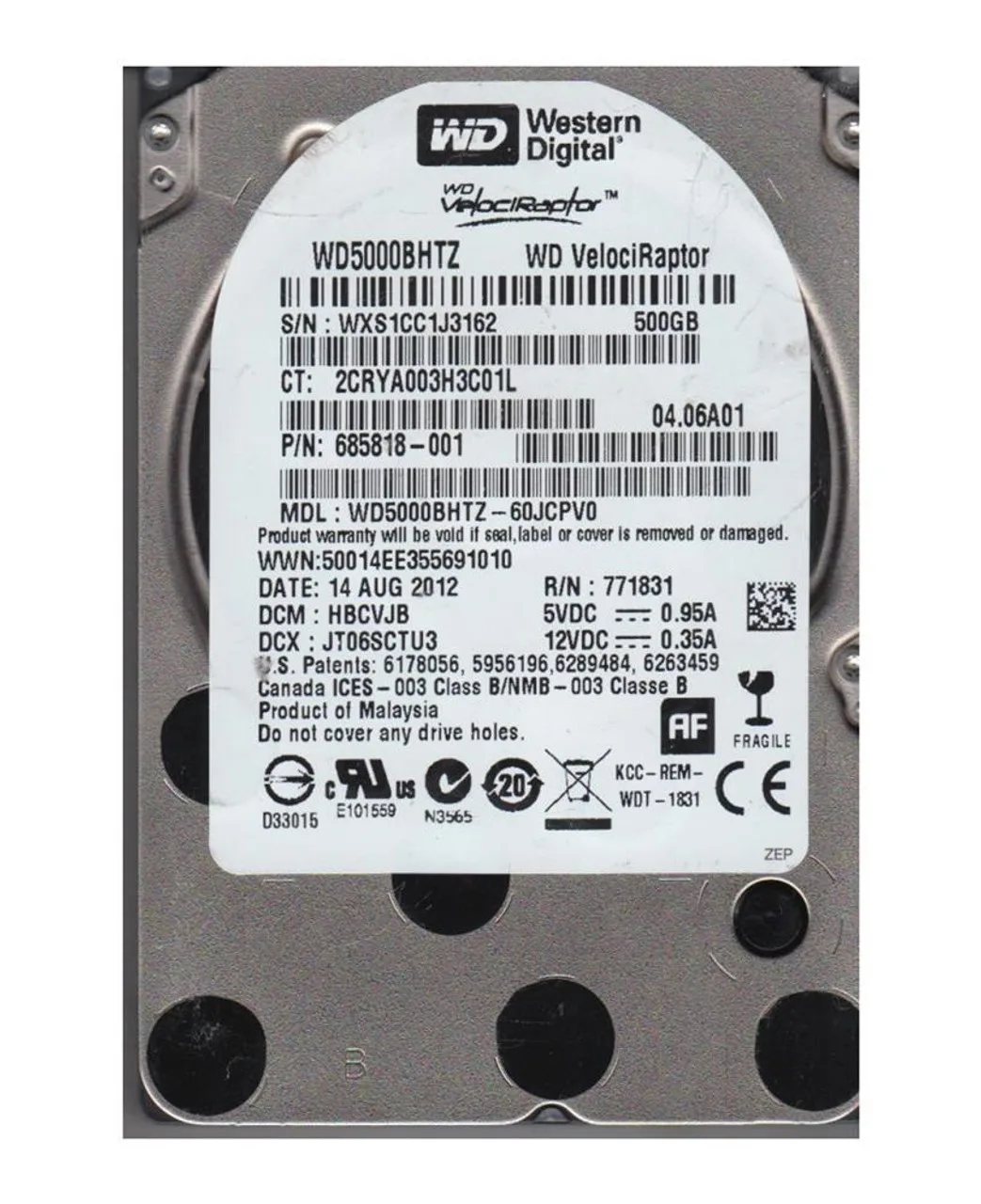 HARDE SCHIJF 2.5″ 500GB WD VELOCIRAPTOR REFURBISHED