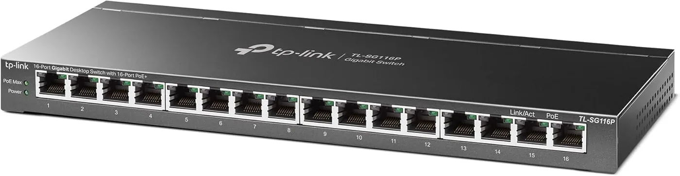 SWITCH TP-LINK 16 POORTEN GIGABIT POE+ TL-SG116P — beeld 2