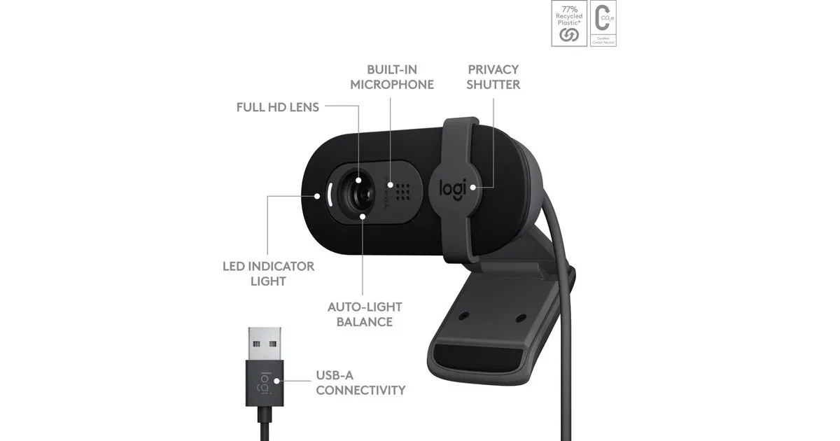 WEBCAM FULL HD LOGITECH BRIO 100 — beeld 2